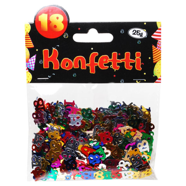 Zahlen-Konfetti "18", bunt