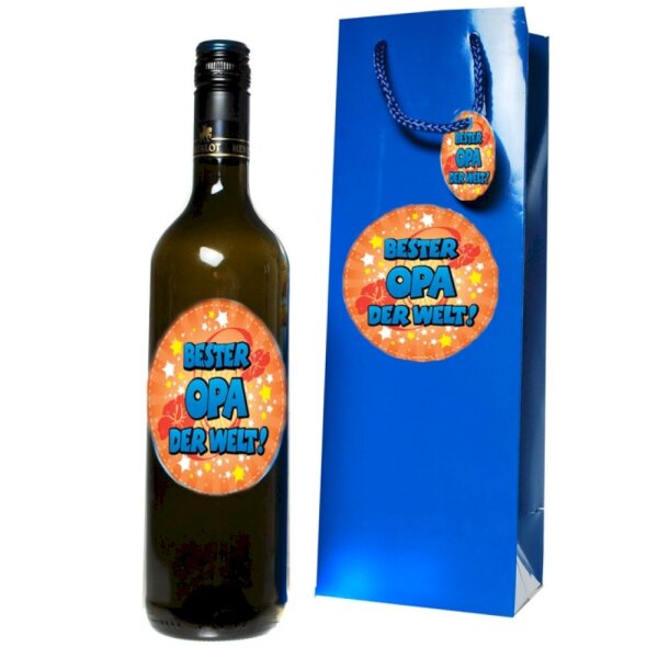 Flaschen-Tasche "Opa" mit 2 Aufklebern