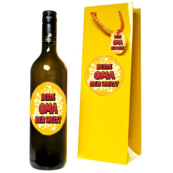 Flaschen-Tasche "Oma" mit 2 Aufklebern