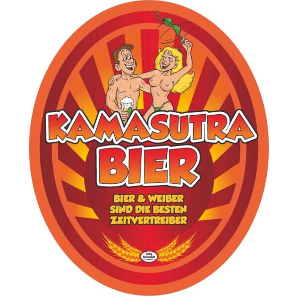 Bier-Etikett "Kamasutra", 2-tlg.