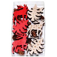 Holz-Streudeko "Rentier & Tanne", 12-tlg.