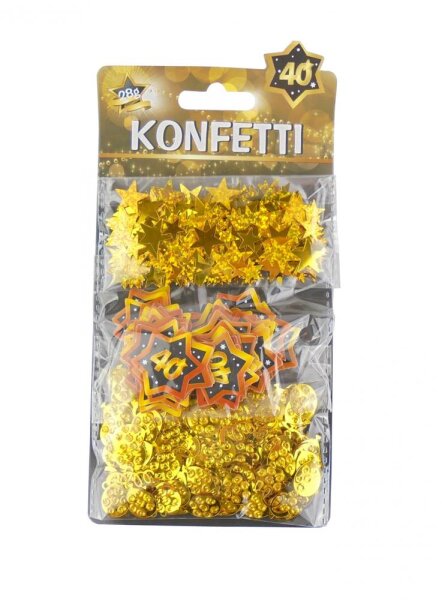 Konfetti-Mix "40", schwarz-gold, 3-tlg.