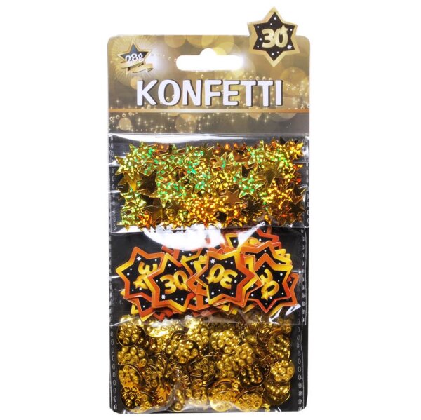 Konfetti-Mix "30", schwarz-gold, 3-tlg.