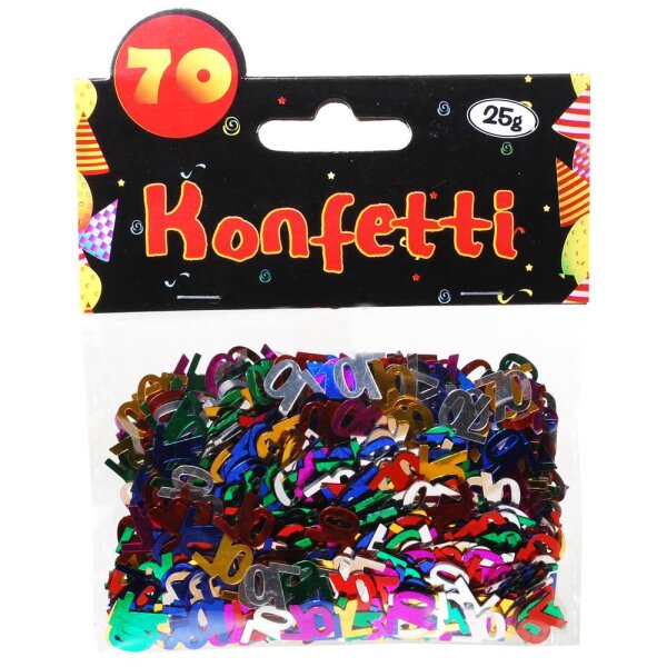 Zahlen-Konfetti "70", bunt