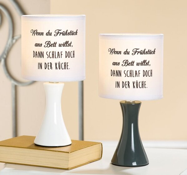 Keramik Lampe „Wenn du Frühstück willst...“ (2er Set)