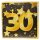 Servietten "30", 20-tlg., schwarz/gold
