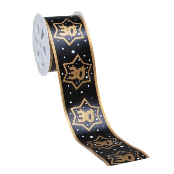 Geschenkband "30", schwarz/gold