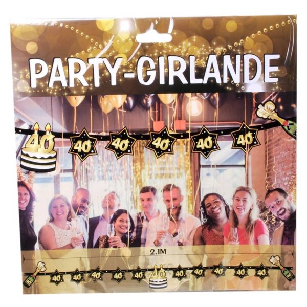 Party-Girlanden "40", schwarz/gold