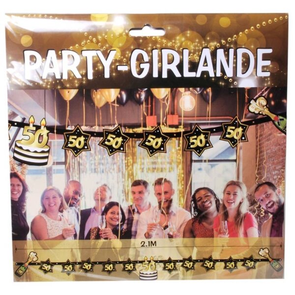 Party-Girlanden "50", schwarz/gold