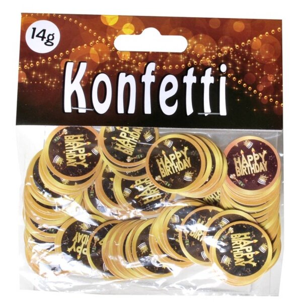 Konfetti "Happy Birthday", schwarz/gold