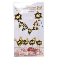 Torten-Deko-Set "40", schwarz/gold