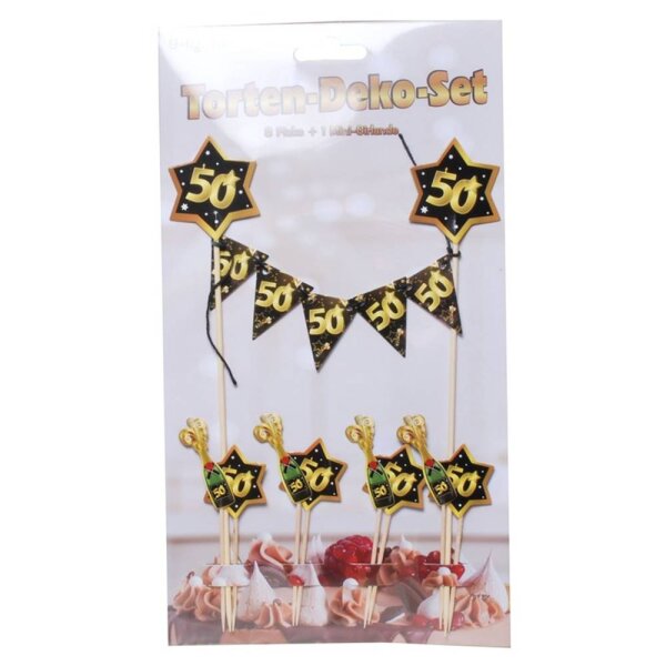 Torten-Deko-Set "50", schwarz/gold