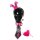 Bunny Party Set 3-teilig Pink Schwarz – Bunny Ohren Haarreif, Puschel & Krawatte – JGA Kostüm Accessoires für Damen, Karneval & Party