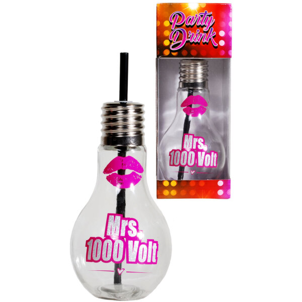 Glas mit Strohhalm "Mrs.1000 Volt"
