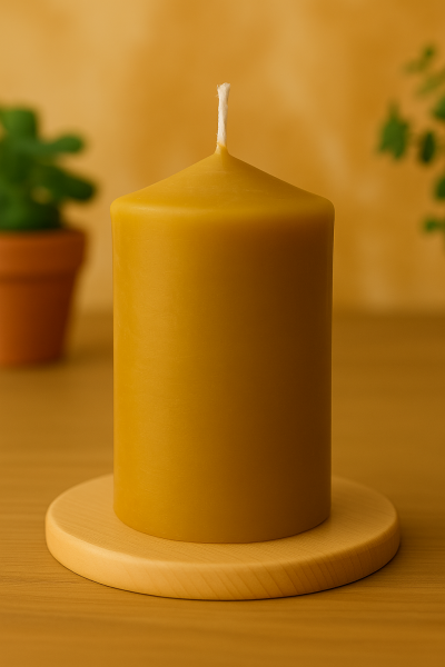 Bienenwachskerze handgemacht – 100% reines Bienenwachs - Hergesellt in eigener Imkerei – natürliche Stumpenkerze – ca. 12,5 cm hoch, Ø 7 cm