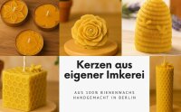 Bienenwachskerze handgemacht – 100% reines Bienenwachs - Hergesellt in eigener Imkerei – natürliche Stumpenkerze – ca. 12,5 cm hoch, Ø 7 cm