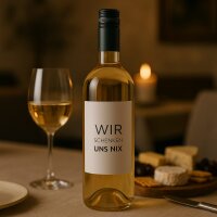 Weinflaschen-Aufkleber „Wir schenken uns nix“