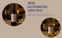 Weinflaschen-Aufkleber „Wir schenken uns nix“